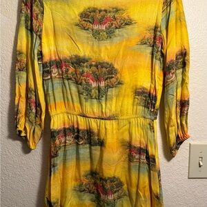 Vibrant Yellow Dress with Scenic Print from FARM Rio